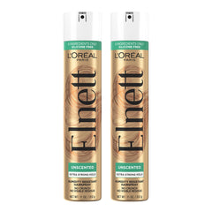 L'Oreal Paris Elnett Satin bottle shows micro diffusion for an even, quick-dry mist.