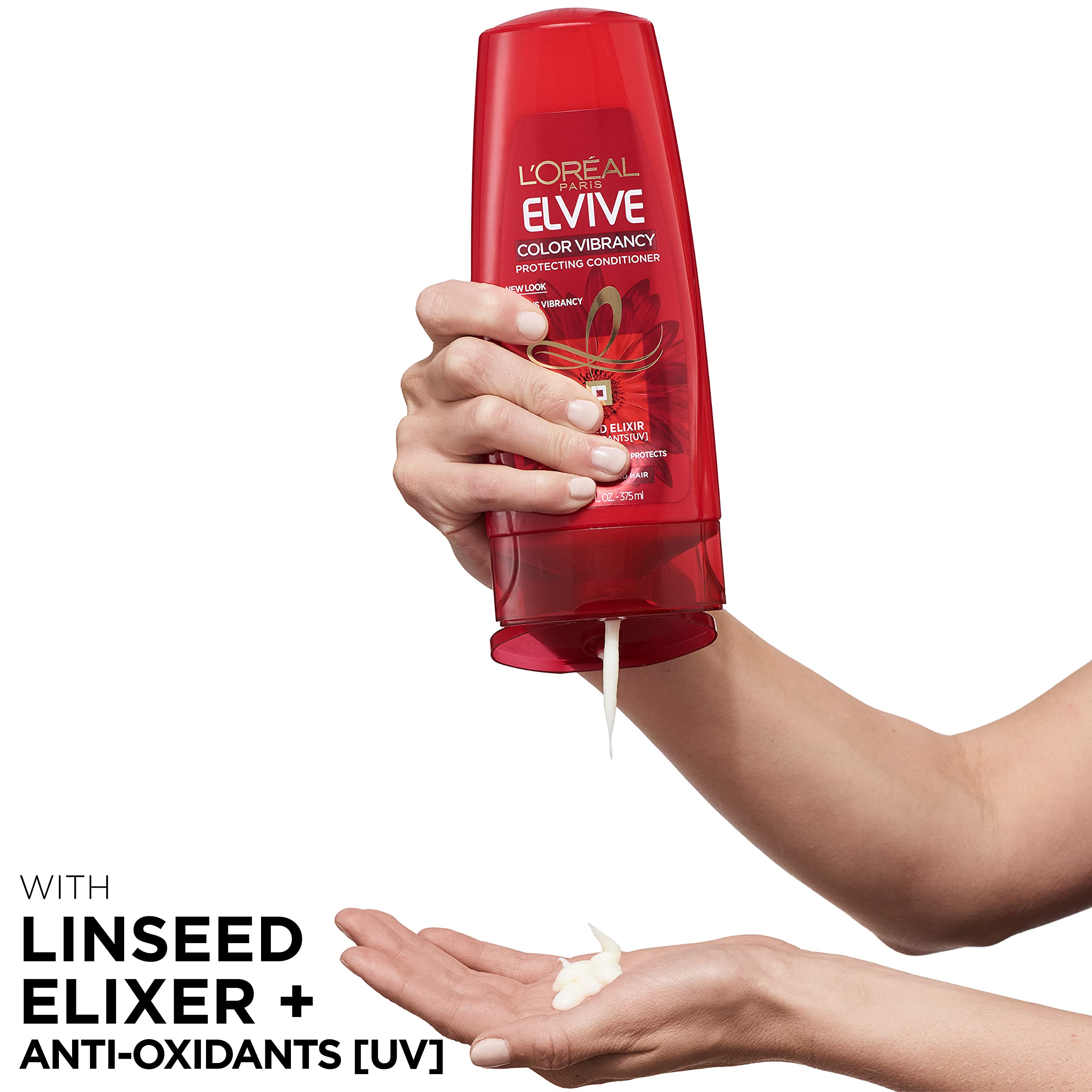 L'Oreal Paris Elvive Color Vibrancy, protección anti-desvanecimiento para color y brillo.
