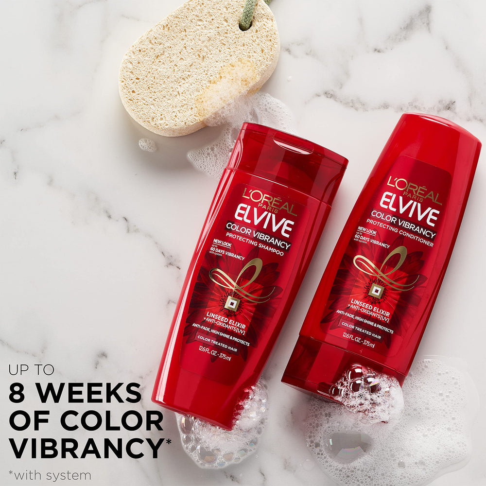 L'Oreal Paris Elvive Color Vibrancy, set de dos productos, ideal para color duradero.