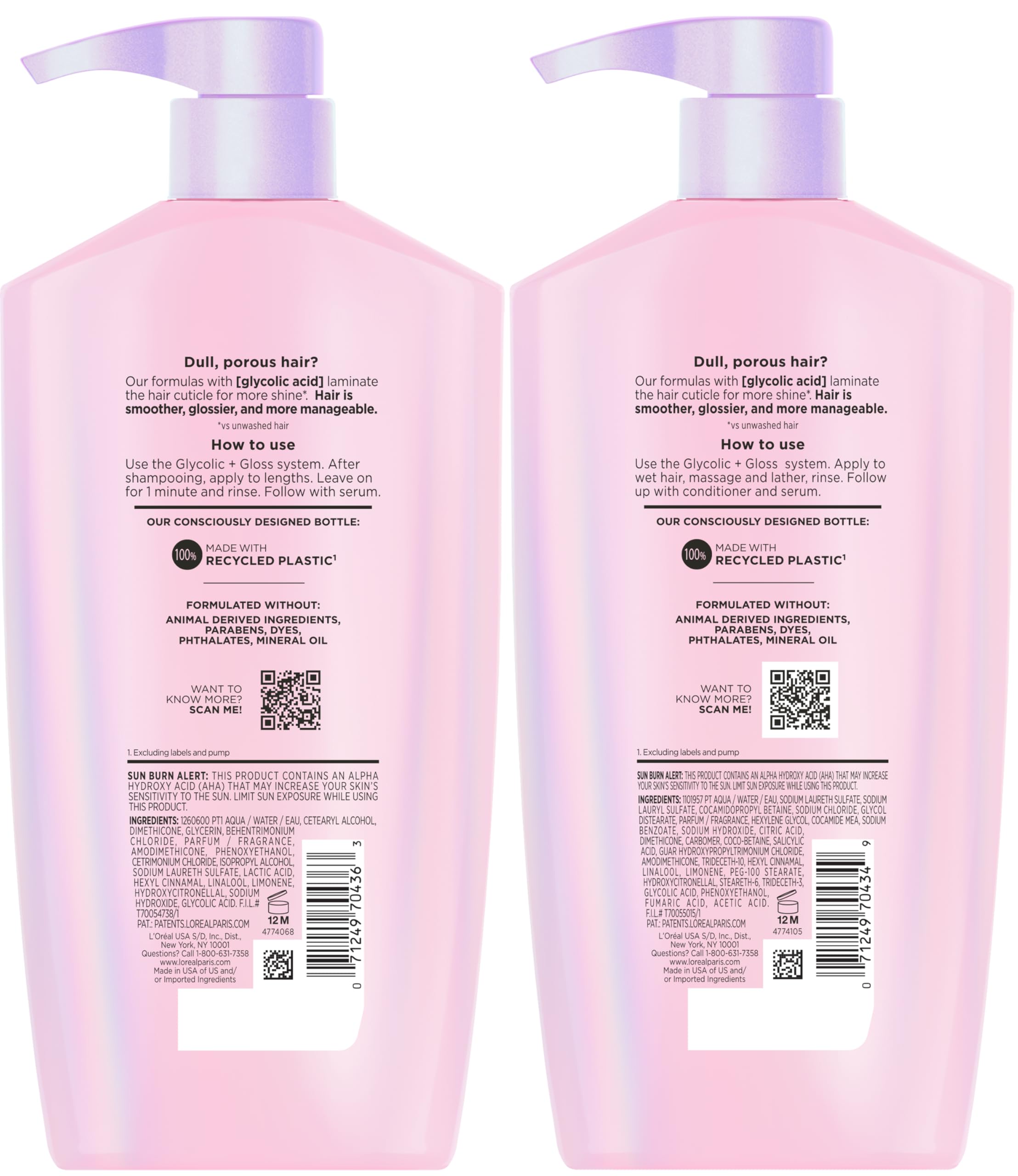 Complete kit packaging with four Glycolic + Gloss products from Elvive.