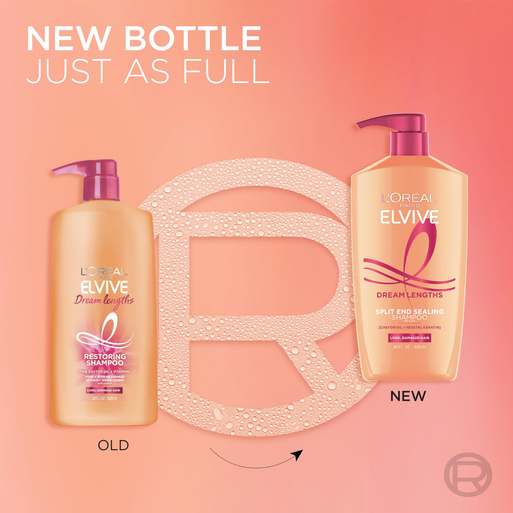 Elvive Dream Lengths acondicionador en botella, desenreda sin tirar del cabello.