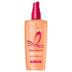 L'Oreal Paris Elvive Dream Lengths Frizz Killer Serum bottle reduces frizz and flyaways.