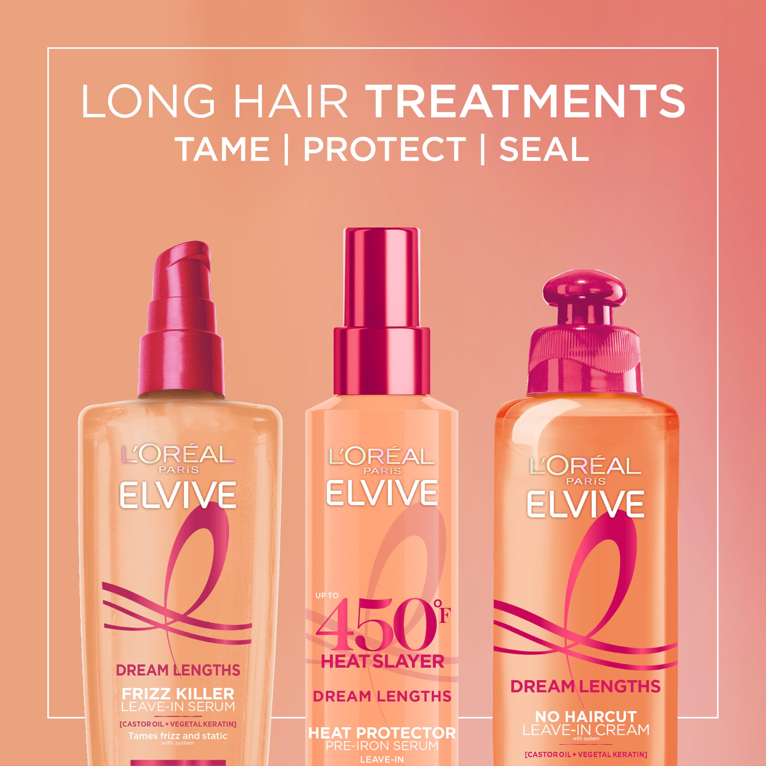 L'Oreal Paris Elvive Dream Lengths Frizz Killer Serum packaging and label view.