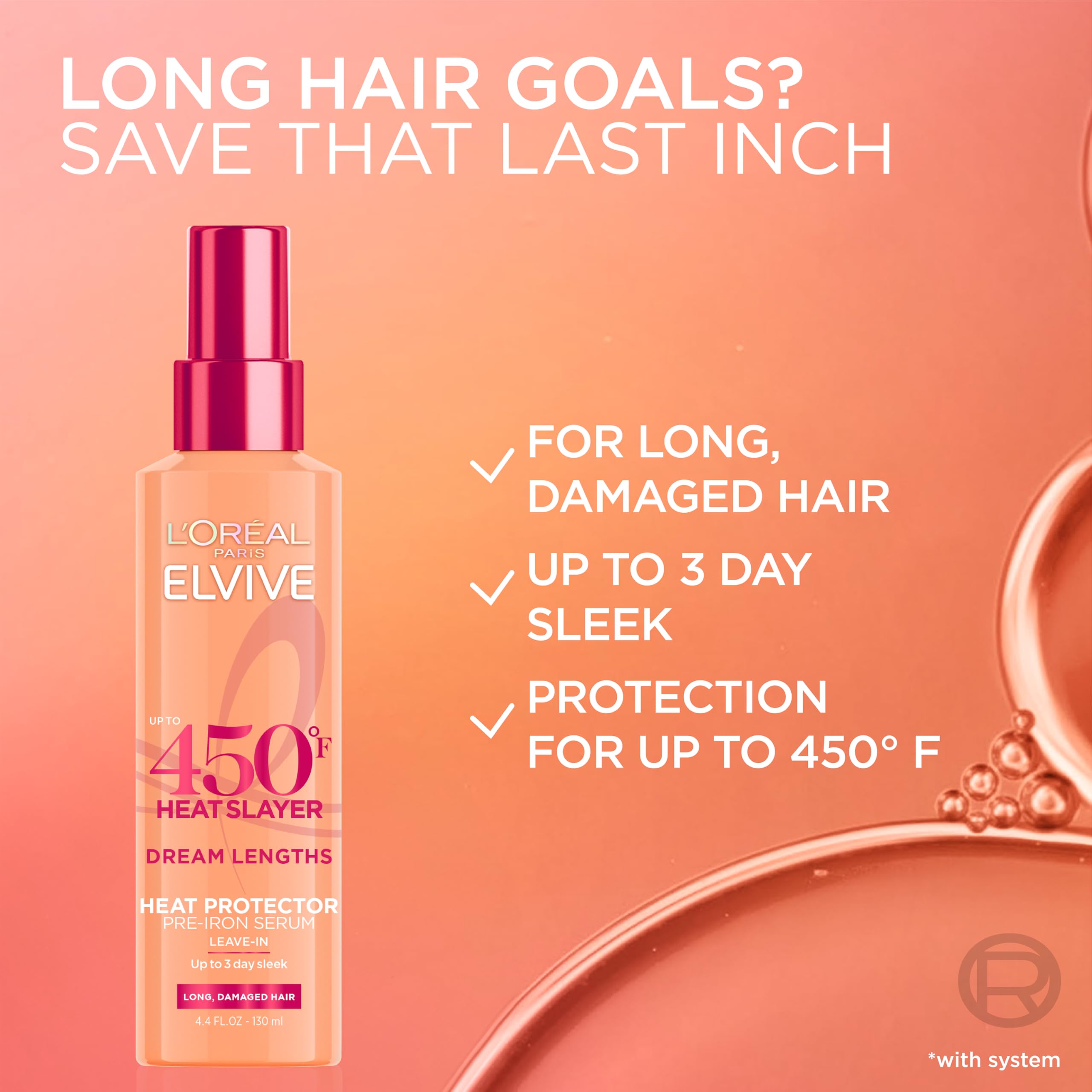 Packaging of L'Oreal Paris Elvive Dream Lengths Heat Slayer highlights the long-hair system