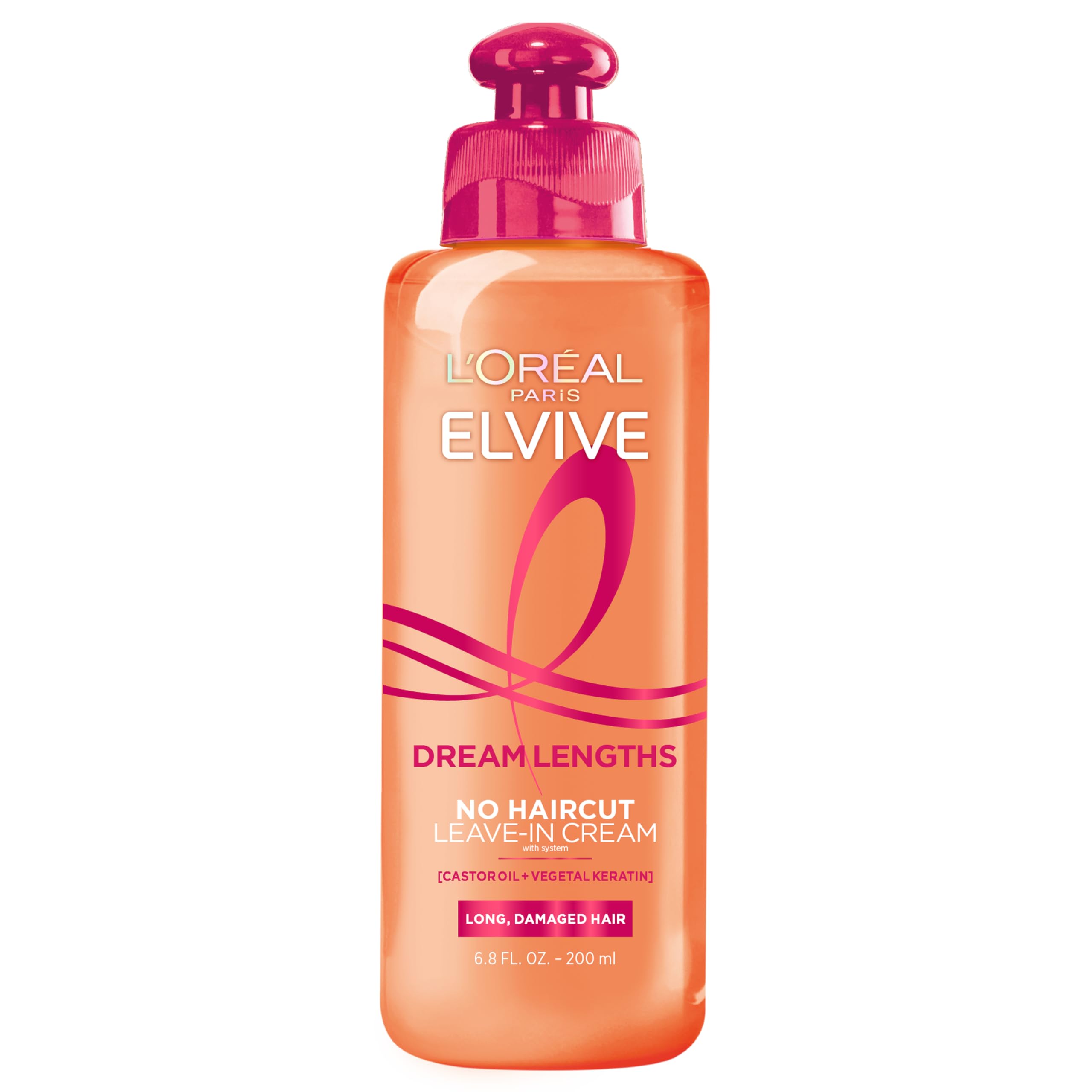 L'Oreal Paris Elvive Dream Lengths No Haircut Cream bottle shown, helps seal split ends and lengthen hair