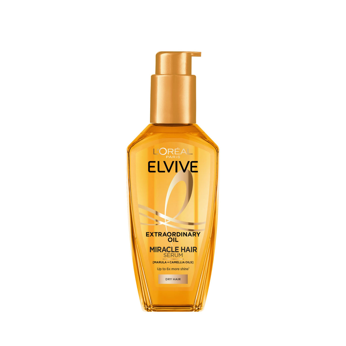 L'Oreal Paris Elvive Extraordinary Oil bottle showing nourishing shine boost