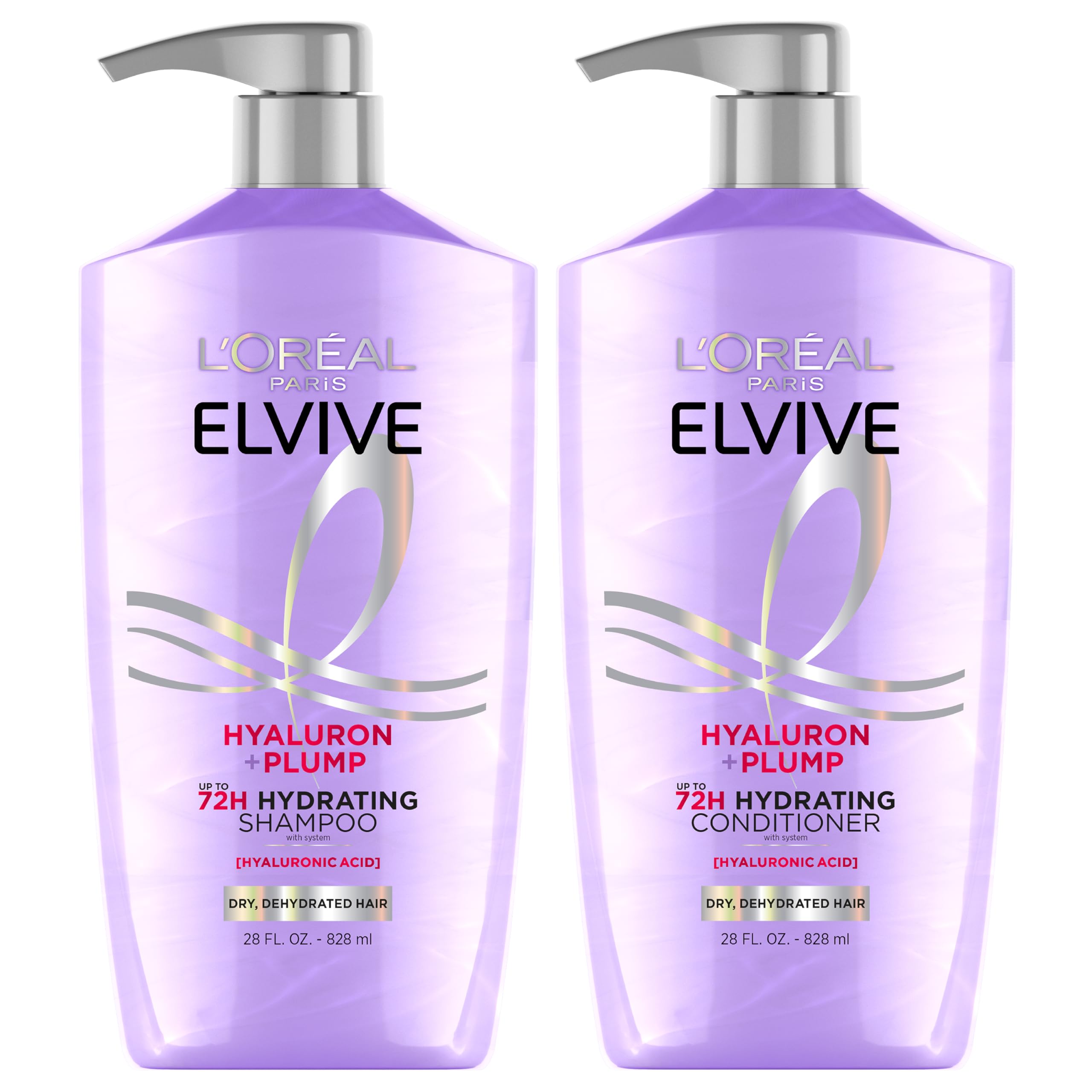 L’Oréal Paris Elvive Hyaluron Plump champú, botella, hidrata profundamente cabello seco.