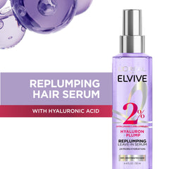 Champú hidratante Elvive Hyaluron Plump para cabello limpio y suave.