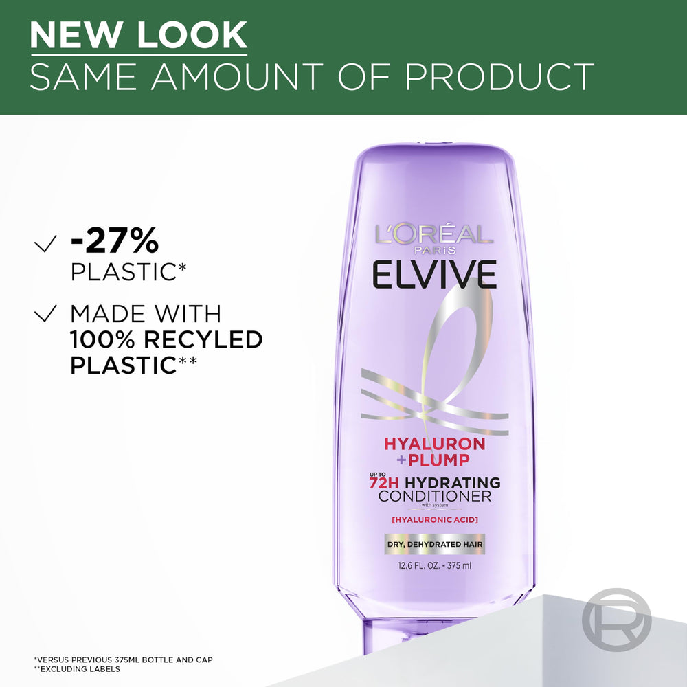 L'Oreal Paris Elvive Hyaluron Plump hair gloss closeup emphasizes lasting moisture