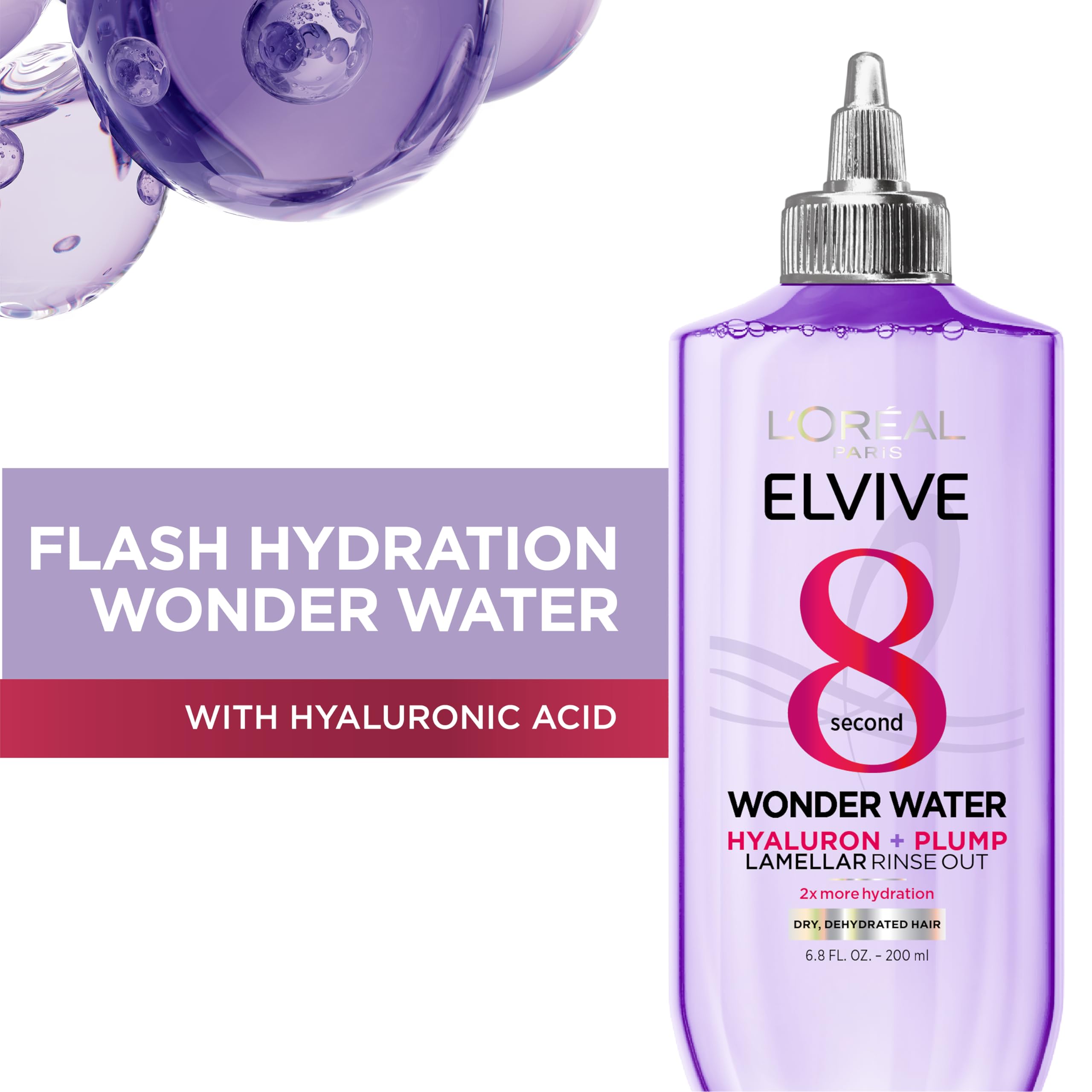 Close-up of Hyaluron Plump Wonder Water label highlighting 8-second hydration