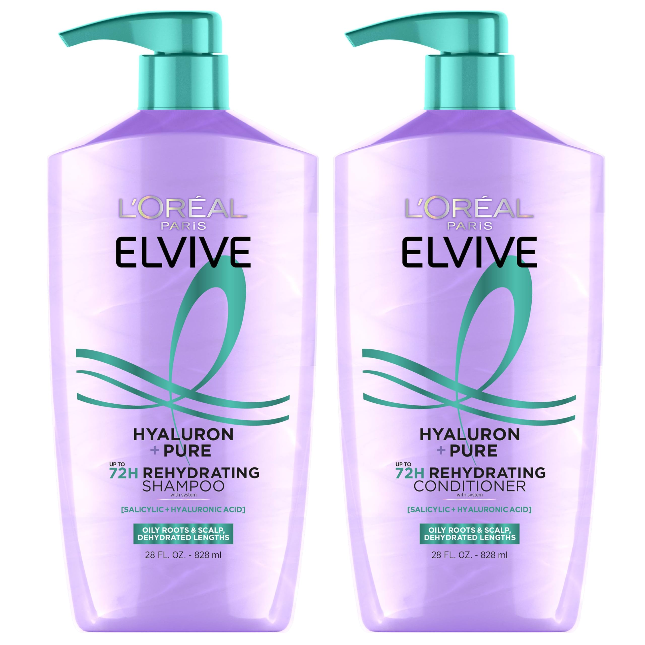 L'Oreal Paris Elvive Hyaluron + Pure clarifying shampoo bottle refreshes oily roots