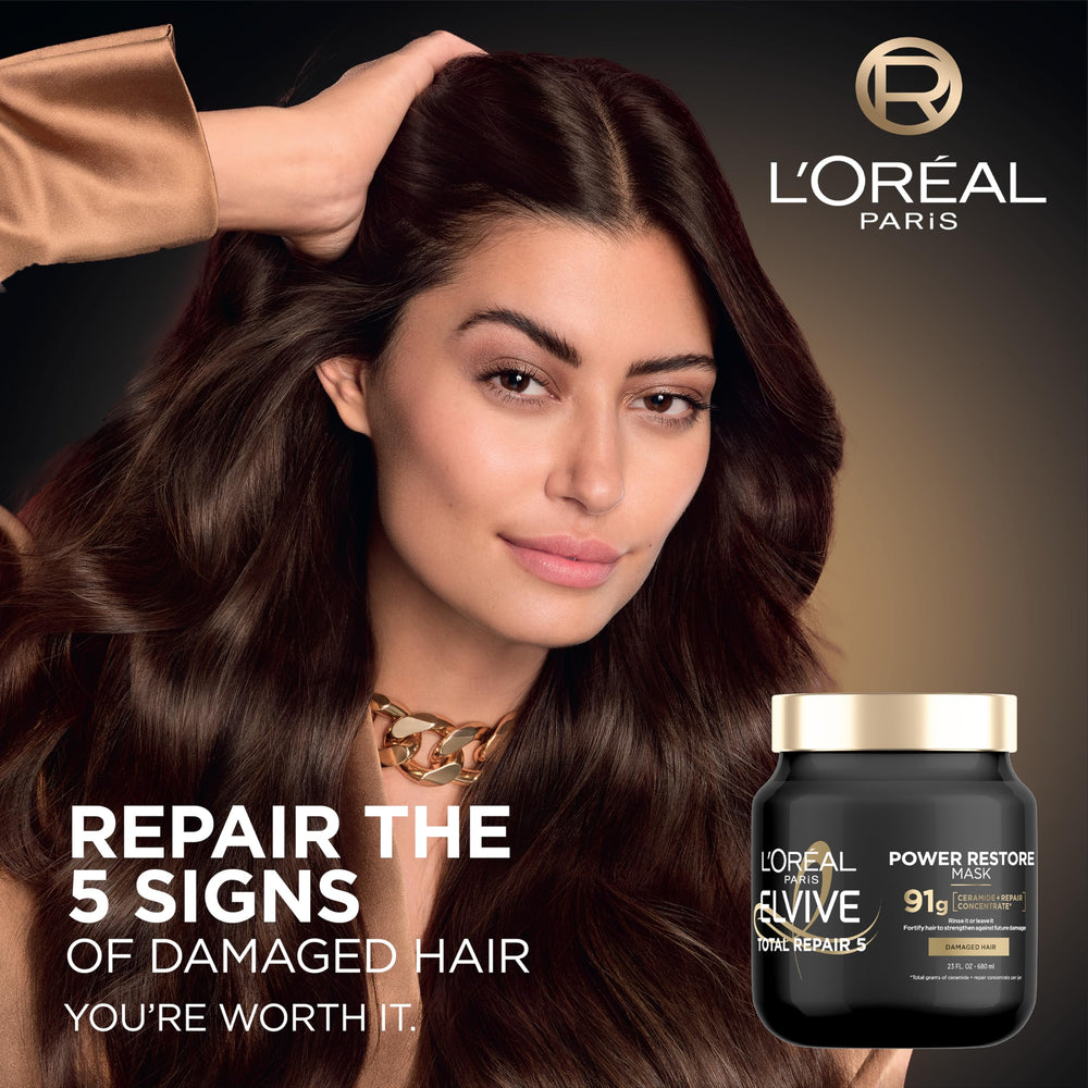 L'Oréal Paris Elvive TR5 Power Restore, aroma floral-cremoso, ideal para ritual diario de cuidado.