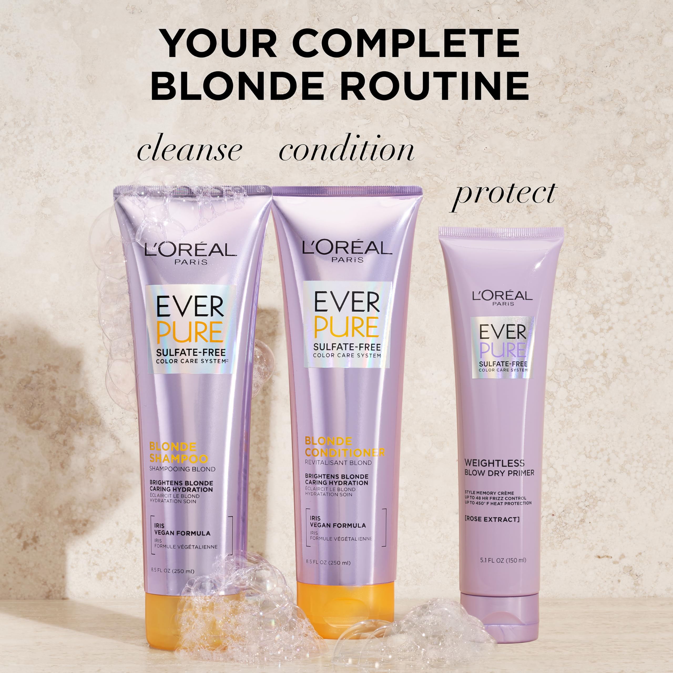 L'Oreal Paris EverPure Blonde Conditioner bottle paired with shampoo
