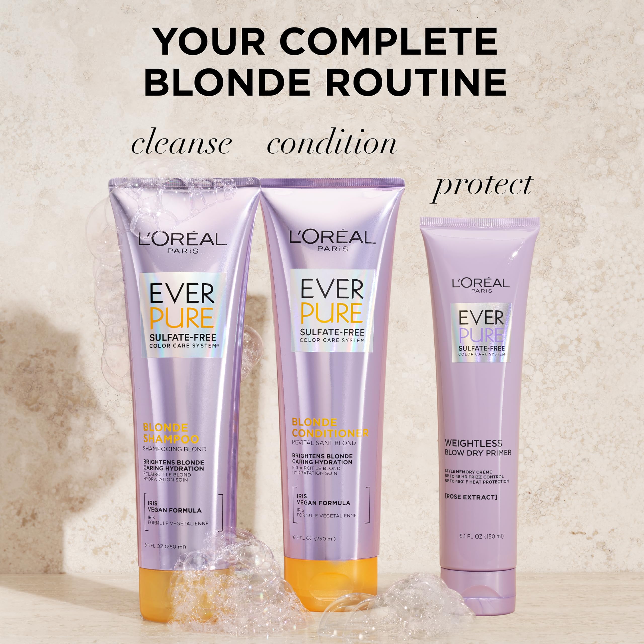 L’Oréal Paris EverPure Blonde frasco y diseño moderno.