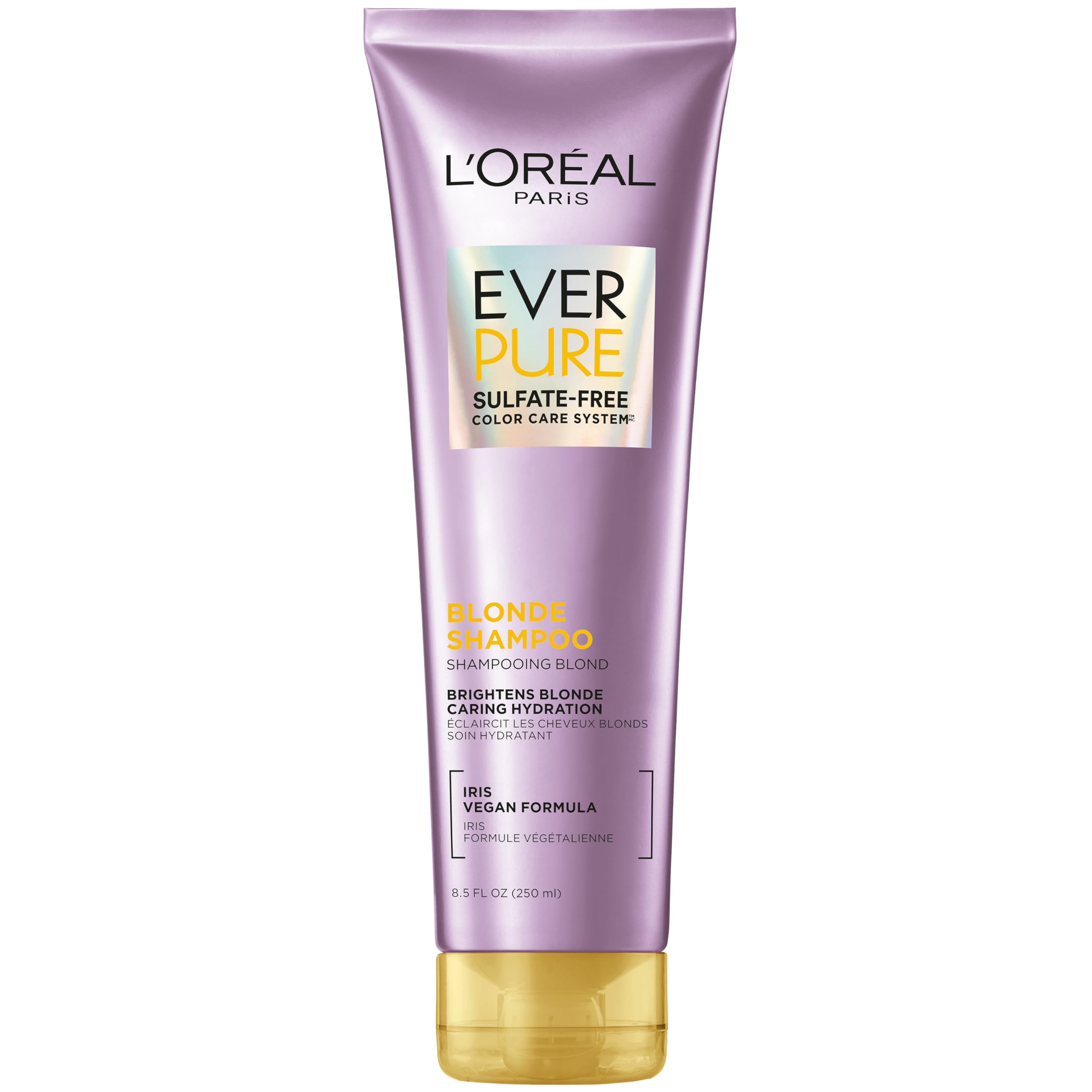 L'Oreal Paris EverPure Blonde Shampoo bottle showing sulfate-free color care benefits
