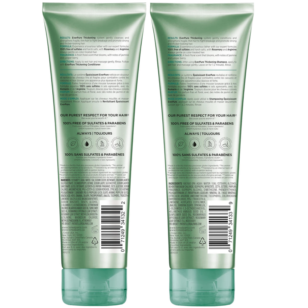 L'Oreal Paris EverPure cabello fino tras la lavada muestra volumen y cuerpo