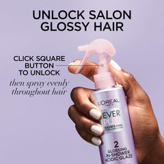 L'Oreal Paris EverPure Glossing en 1 a 3 minutos, sin enjuague para brillo inmediato.
