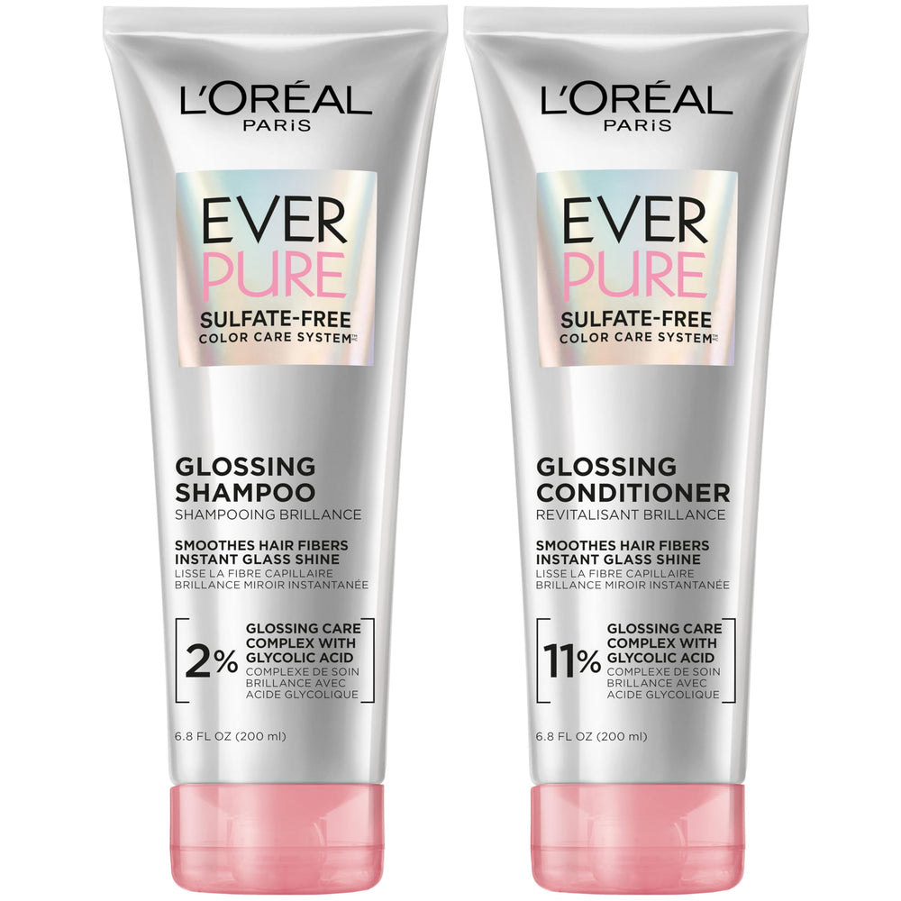 L'Oreal Paris EverPure Glossing Shampoo bottle for color protection and radiant shine.