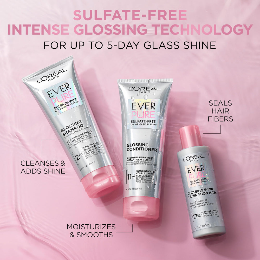 L'Oreal Paris EverPure Glossing Shine Mask jar enhances lasting glass shine.