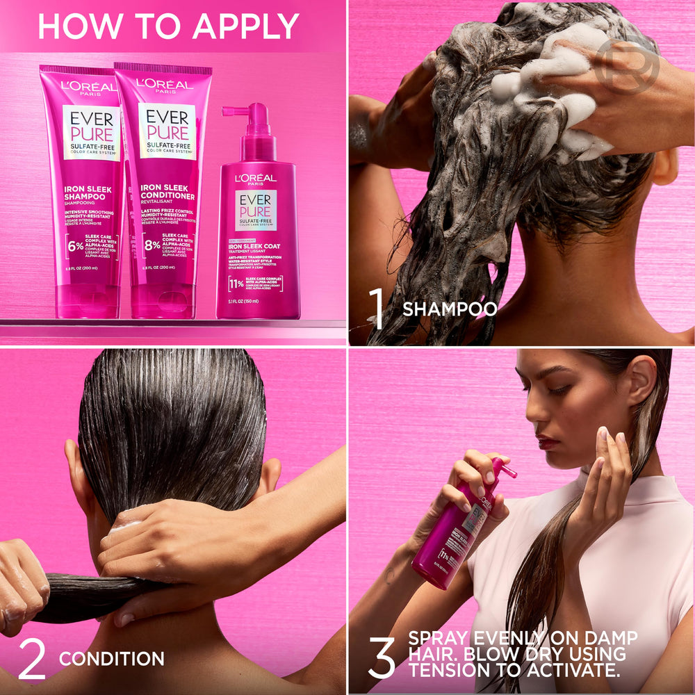 Cabello teñido protegido y manejable con EverPure Iron Sleek