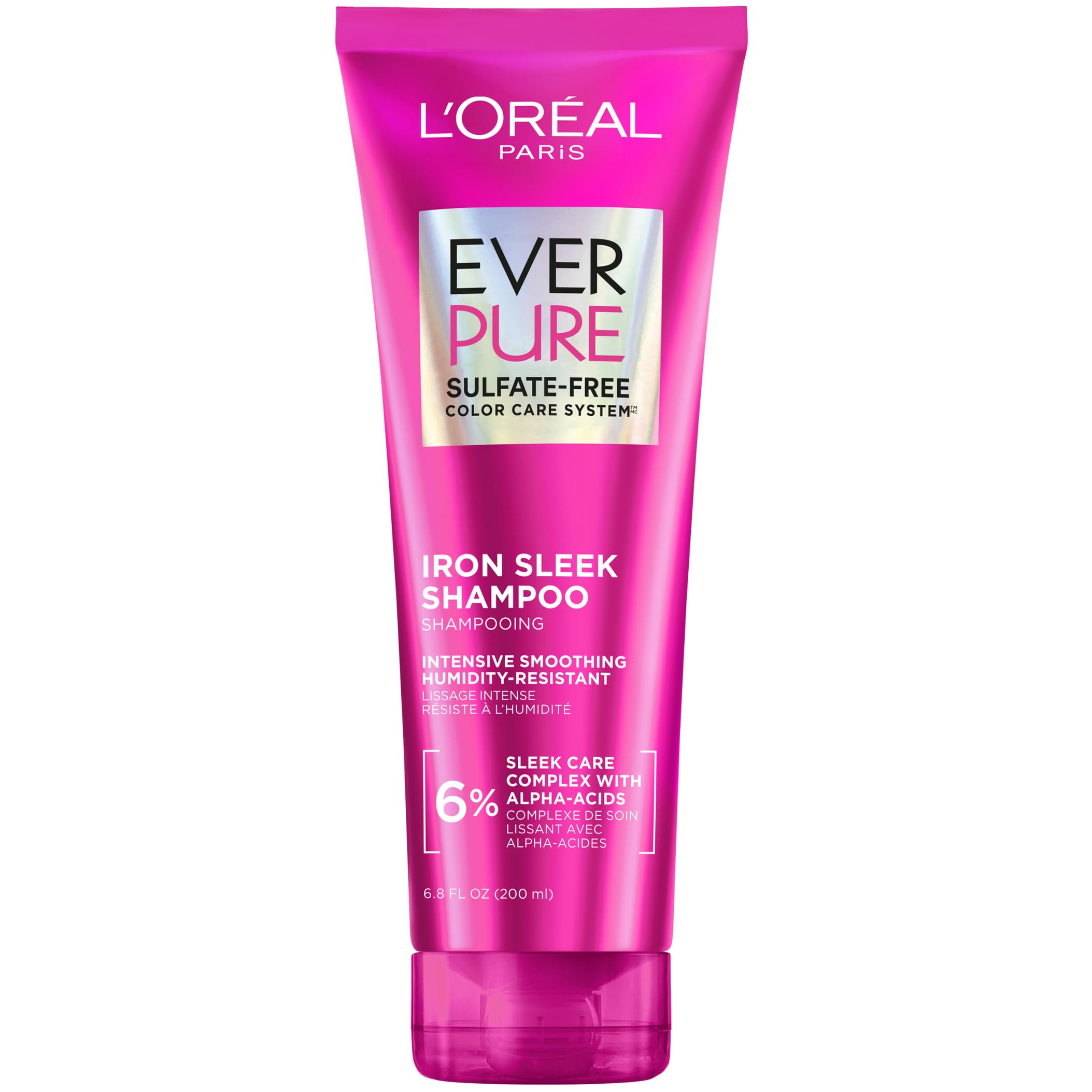 Loreal Paris EverPure Iron Sleek champú: botella vertida para lavado suave