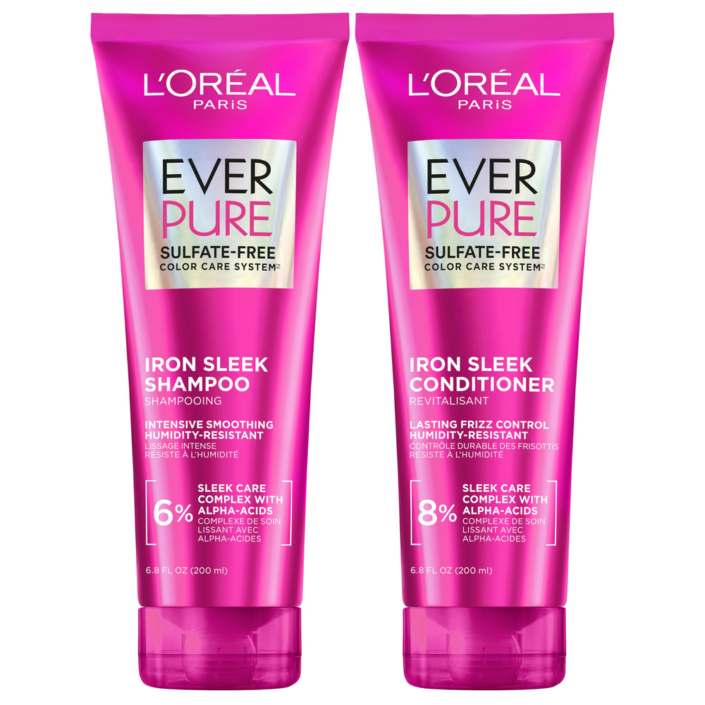 L’Oréal Paris EverPure Iron Sleek champú espuma, limpieza suave para cabello encrespado