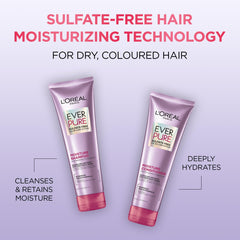 L’Oréal Paris EverPure Moisture Shampoo being poured to hydrate hair