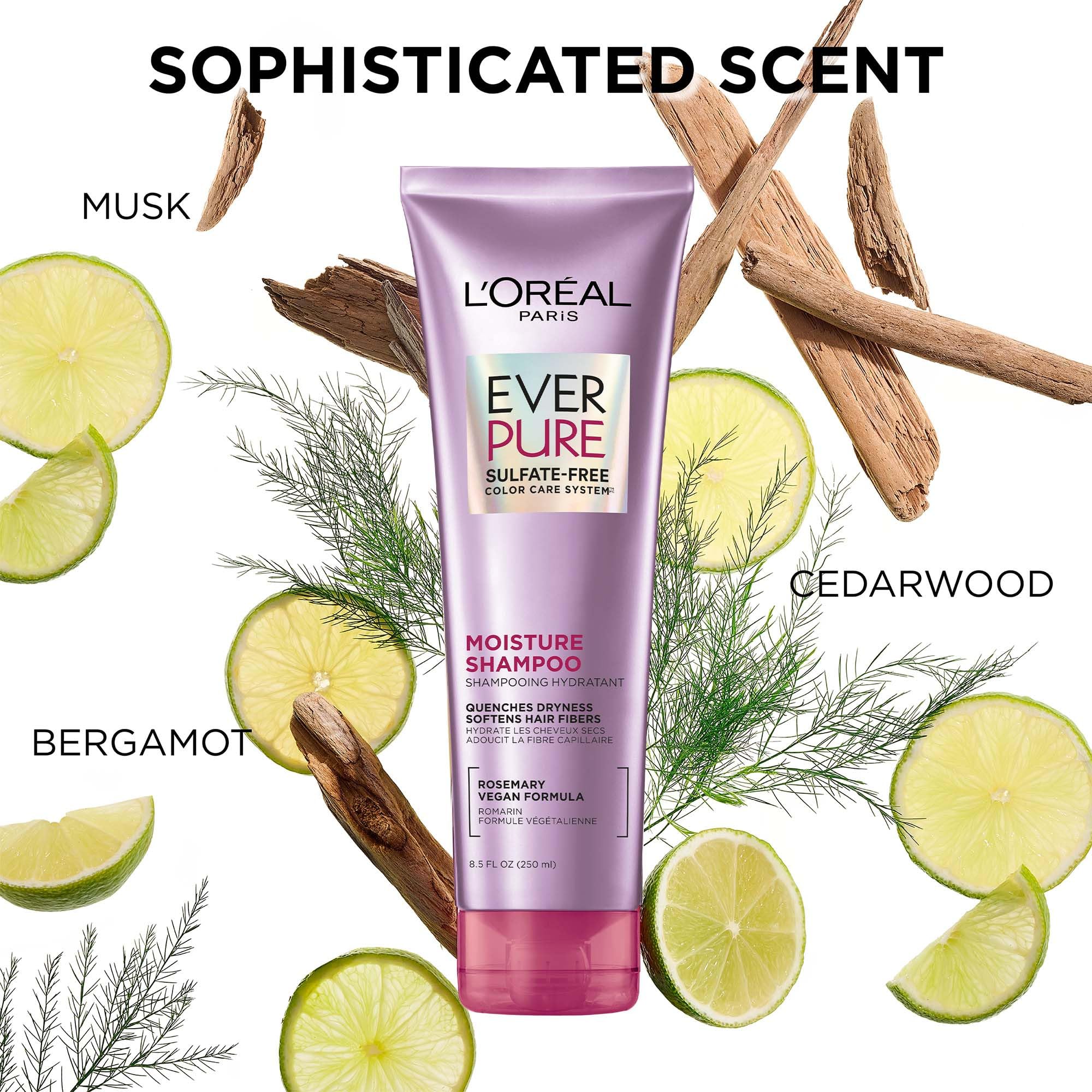Hair reveals luminous shine after washing with EverPure Moisture Shampoo