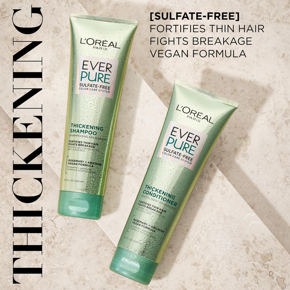 L'Oreal Paris EverPure shampoo lather showing gentle cleansing for thin, delicate hair