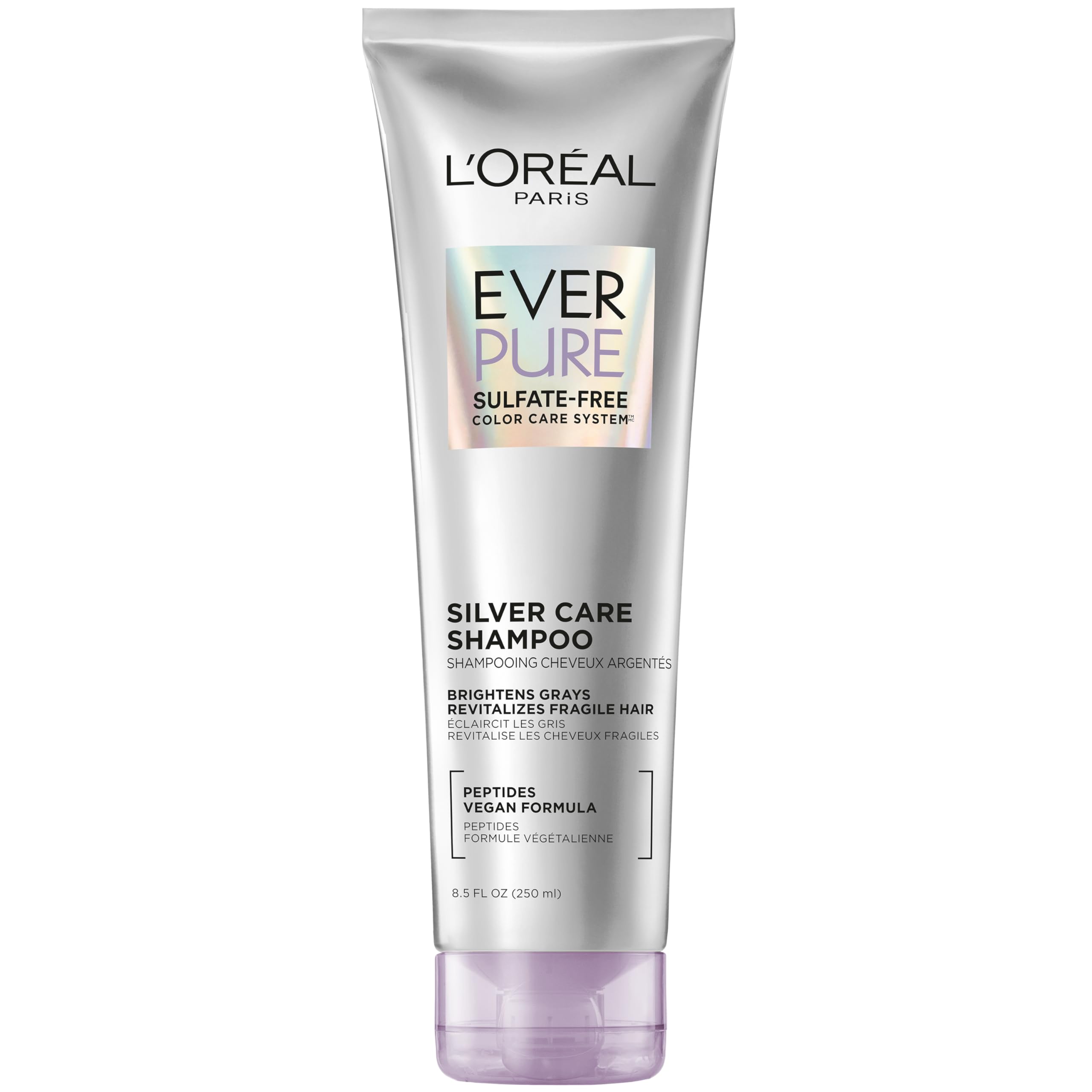 L'Oreal Paris EverPure Silver Care Champú para cabello gris, brillo suave
