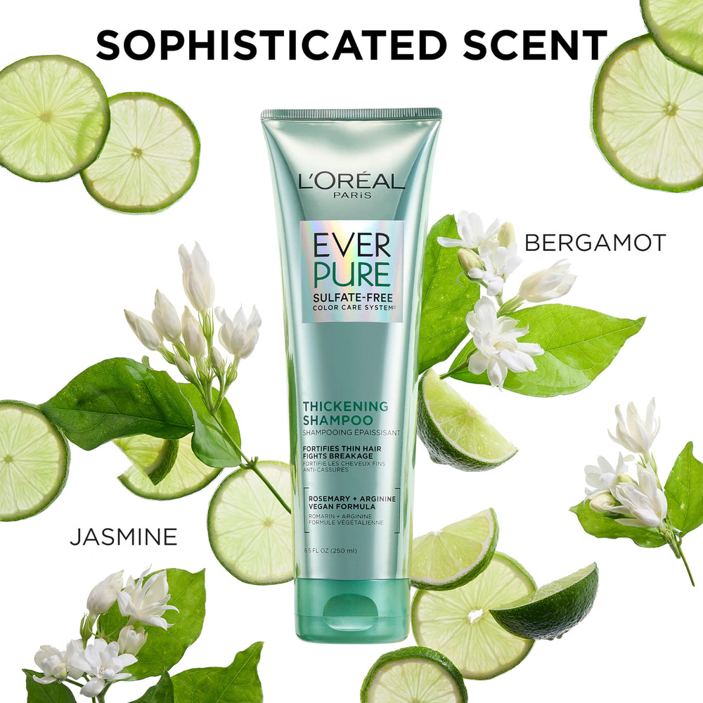 L'Oreal Paris EverPure vegan shampoo label emphasizing sulfate-free color-safe care