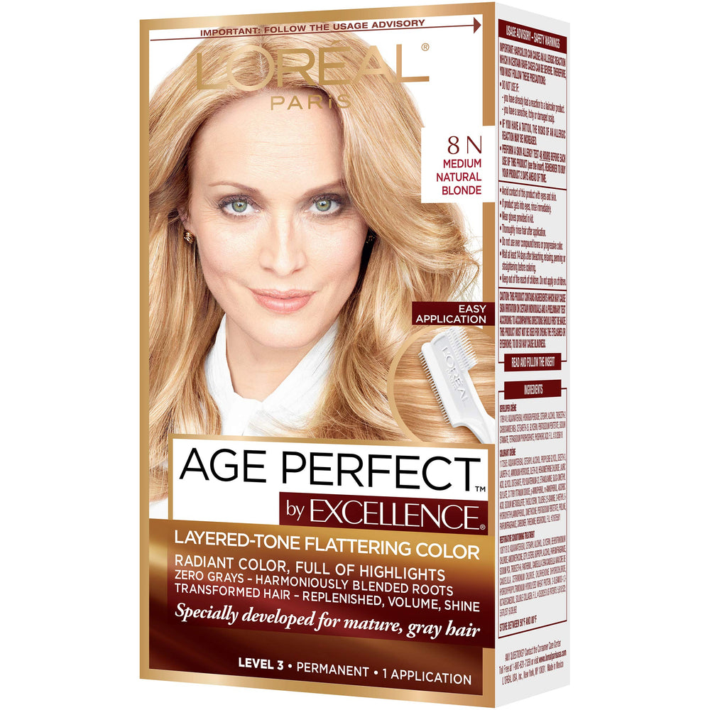 L'Oreal Paris Excellence Age Perfect color-activator bottle enables easy mixing and application.