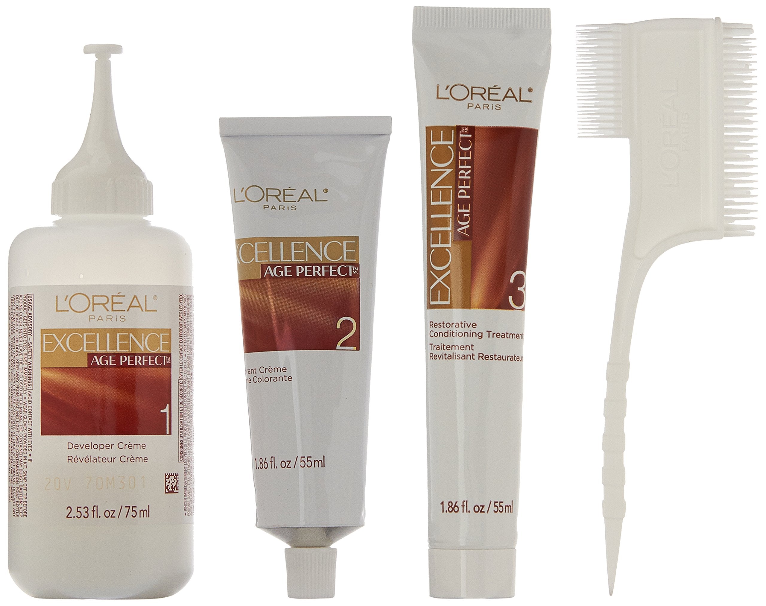 L'Oreal Paris Excellence Age Perfect root-regrowth shade blends with rest of hair for continuity.