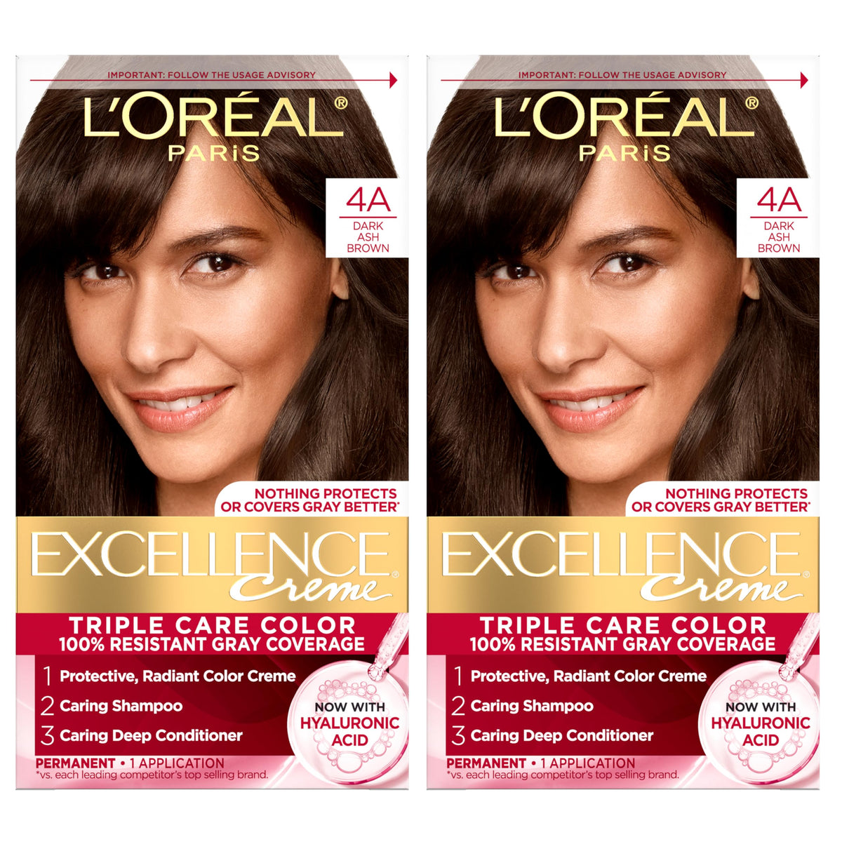 L'Oreal Paris Excellence Creme bottle and box for precise gray coverage.