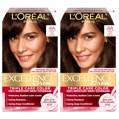 L'Oreal Paris Excellence Creme bottle and box for precise gray coverage.