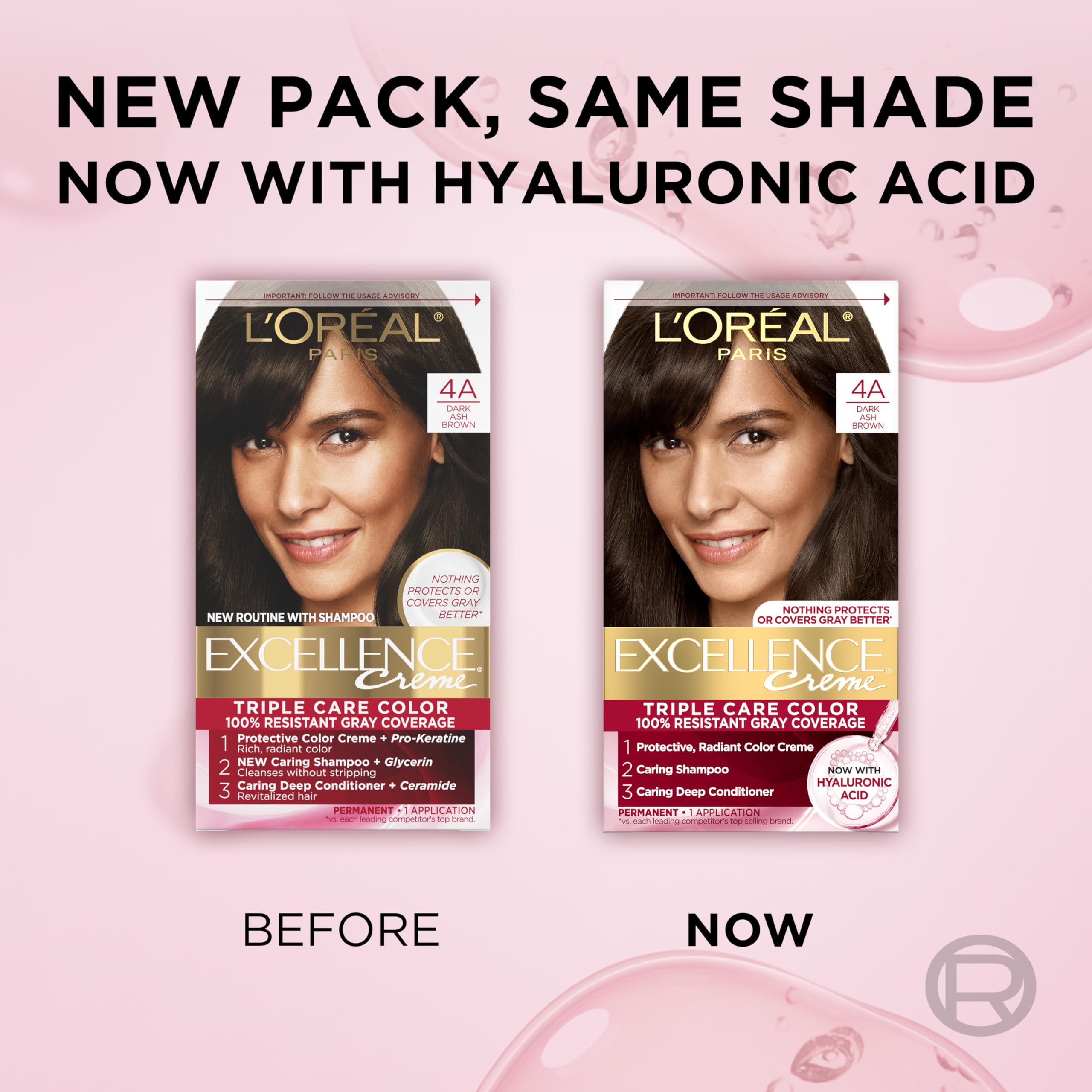 Excellence Creme packaging variation to reflect shade differences