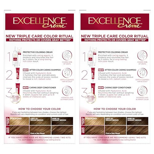 Inside-box instructions for L'Oreal Paris Excellence Crème shade steps