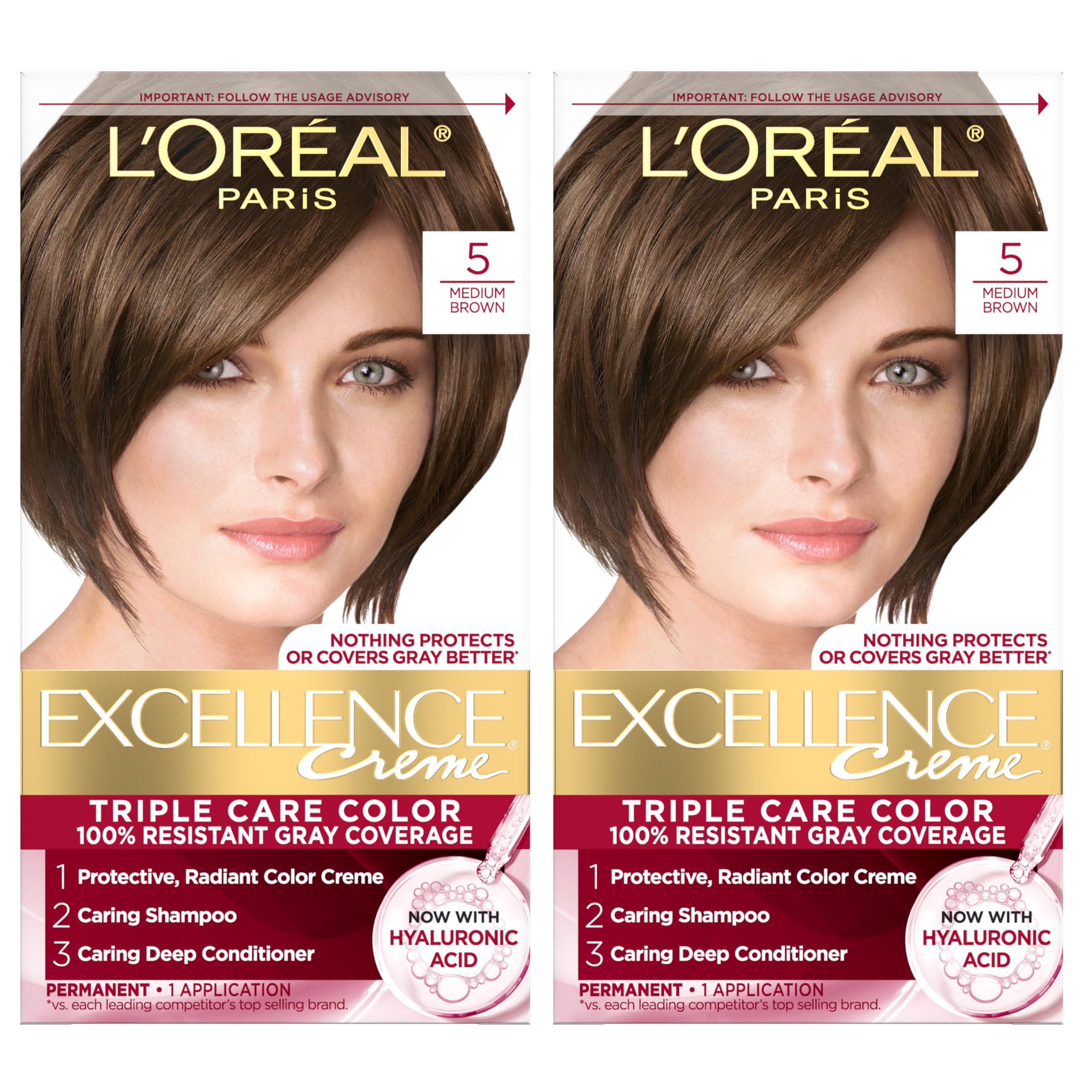 L'Oreal Paris Excellence Crème 2-pack packaging for convenient home coloring