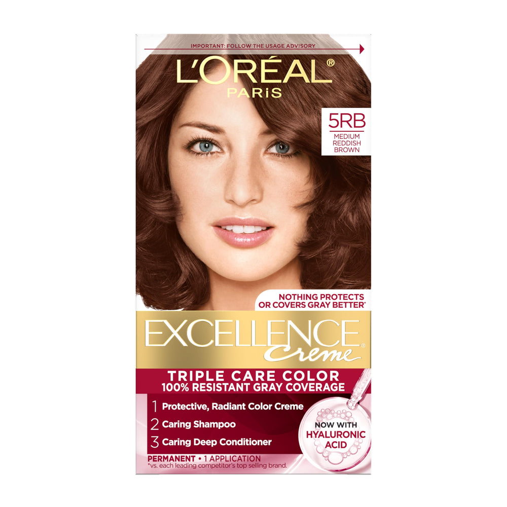 L'Oreal Paris Excellence Creme packaging variations show the triple care color kit