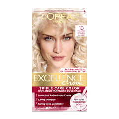 L'Oreal Paris Excellence Creme protective color cream for full gray coverage.