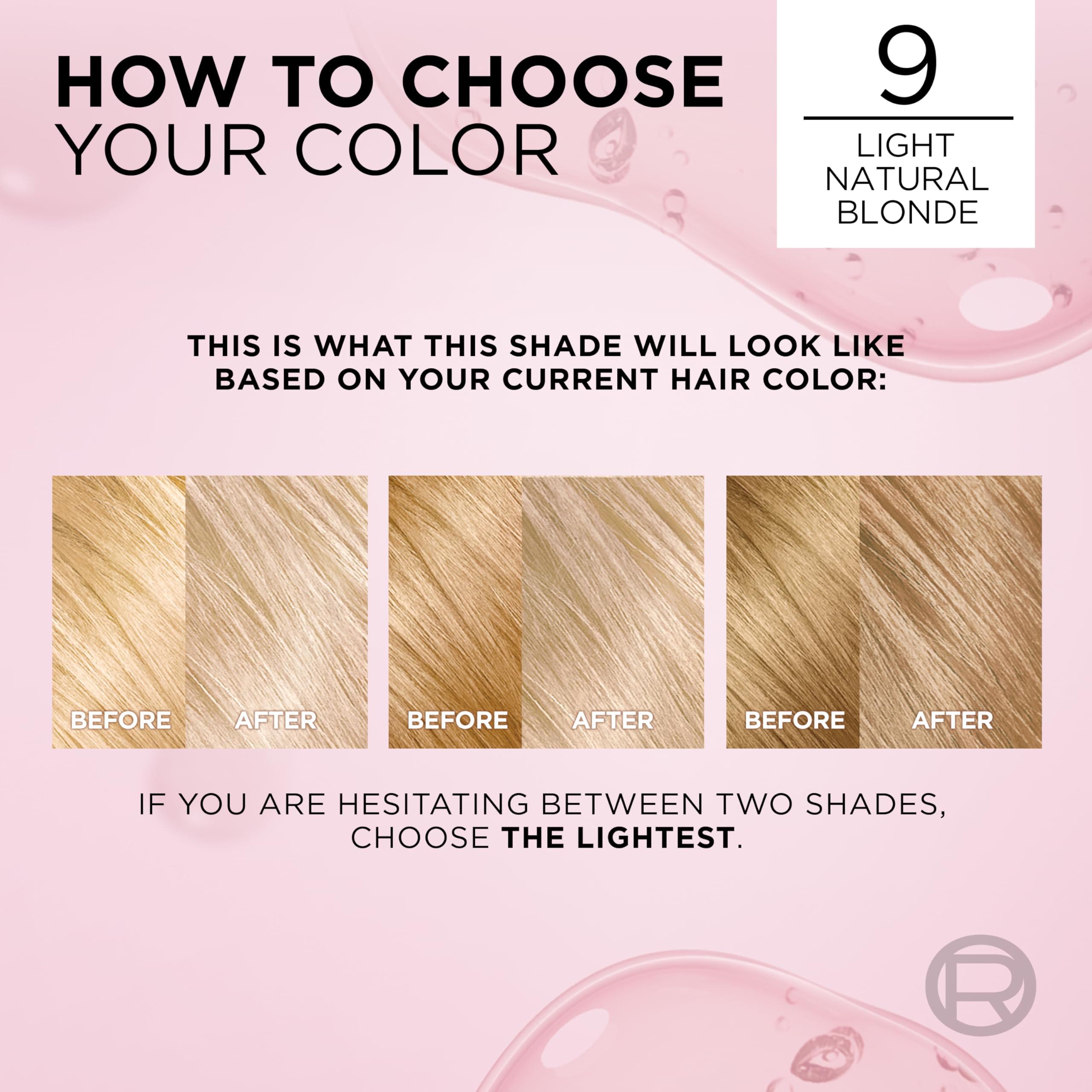 L'Oreal Paris Excellence Crème shade swatches display 9 Light Natural Blonde.