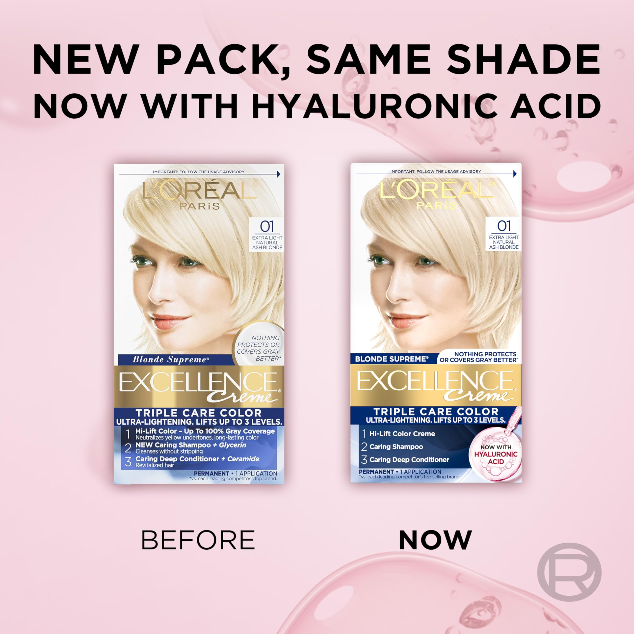 L'Oreal Paris Excellence color result on hair looks vibrant and glossy.