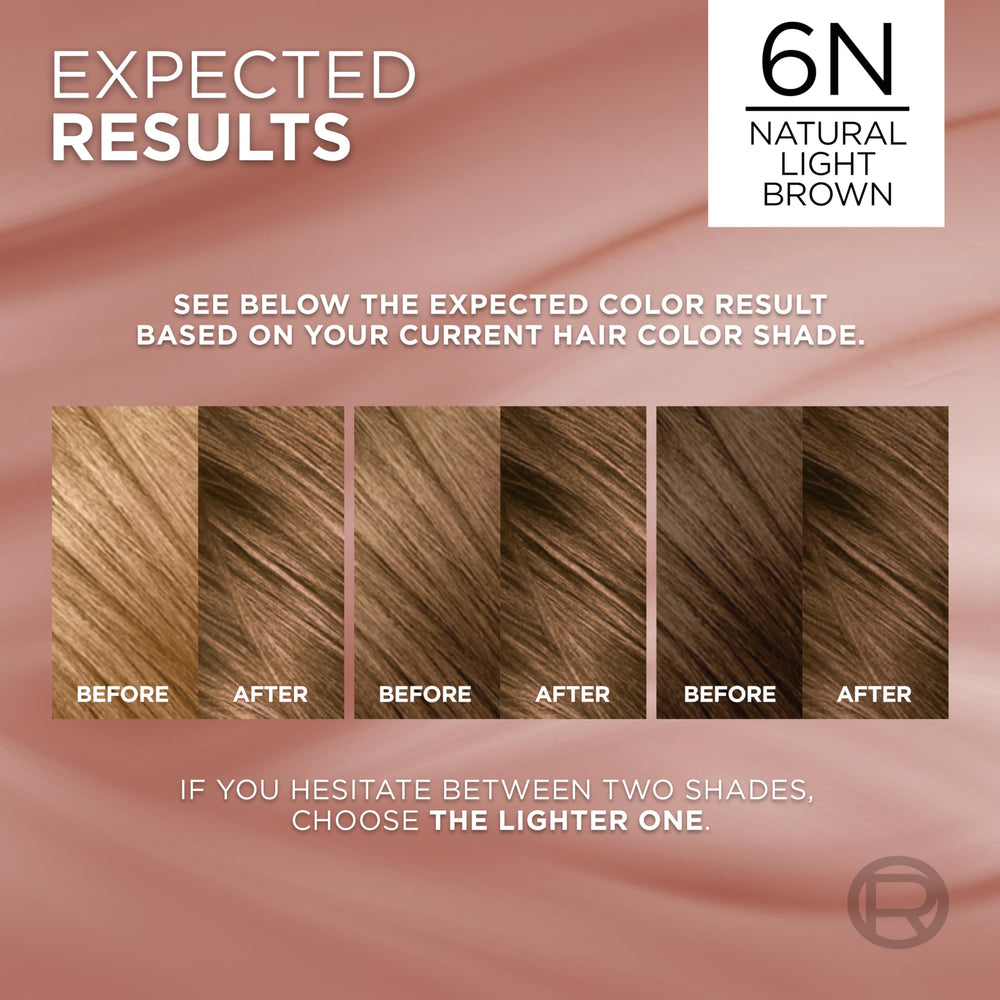 L'Oreal Paris Excellence Universal Nudes 6N caring color creme demonstrates smooth, even application