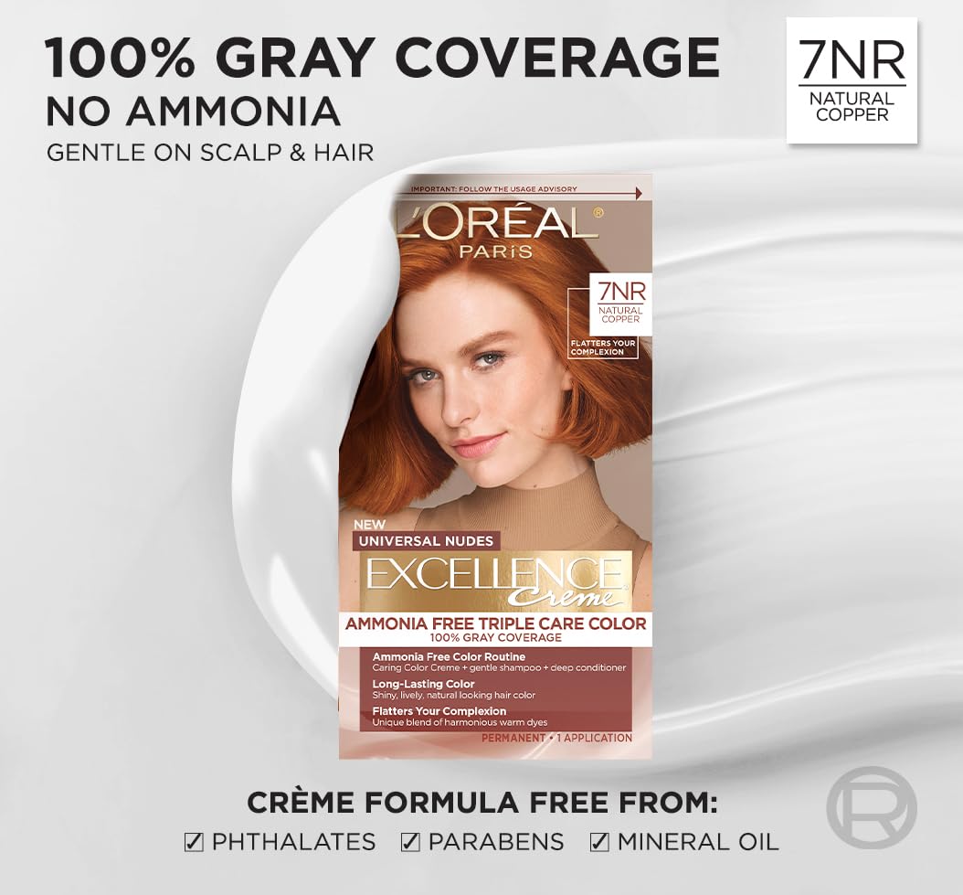Close-up of L’Oréal Paris Excellence Universal Nudes 7NR color cream for even application
