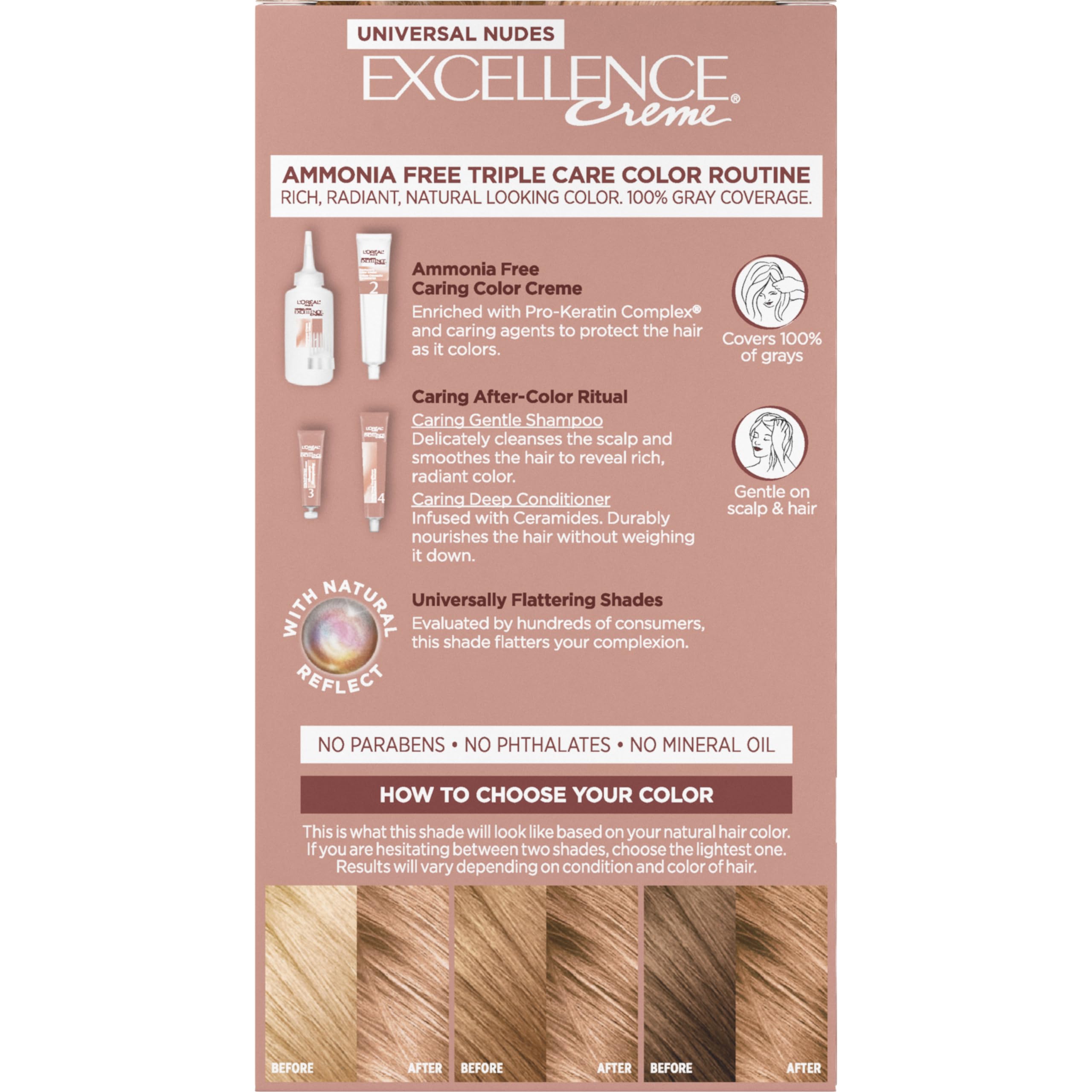 L'Oreal Paris Excellence Universal Nudes color-care routine guide image.