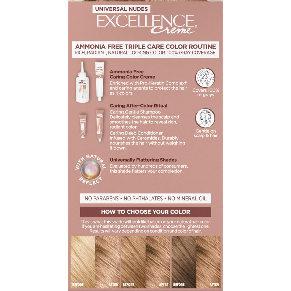 L'Oreal Paris Excellence Universal Nudes color-care routine guide image.