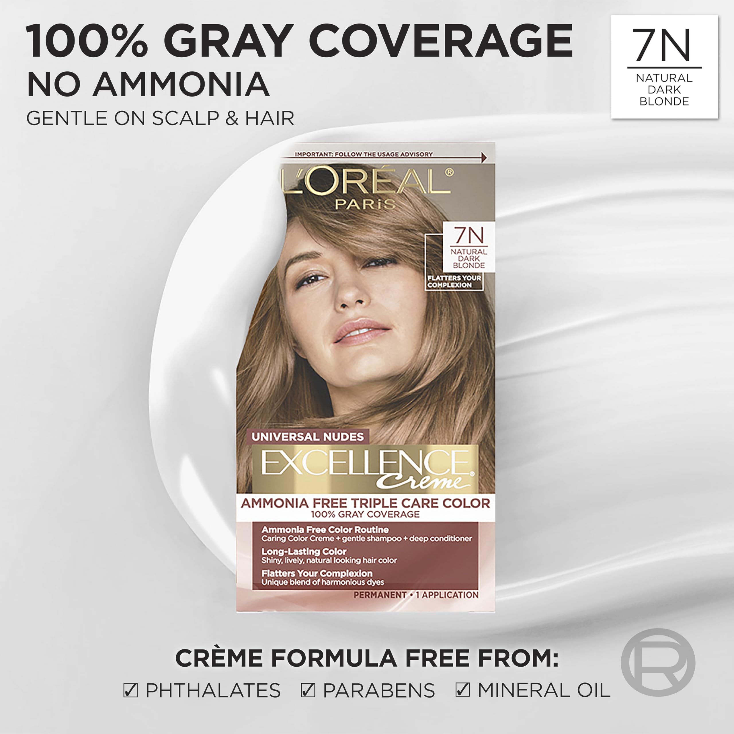 L'Oreal Paris Excellence Universal Nudes box packaging with ammonia-free label.