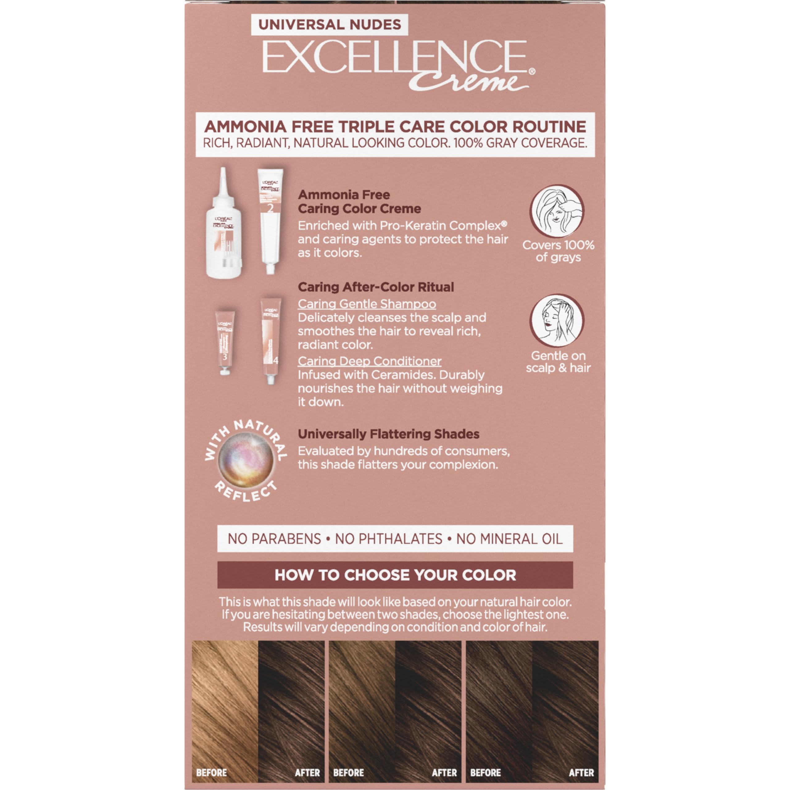 L'Oreal Paris Excellence Universal Nudes natural reflect hues blended for depth and realism