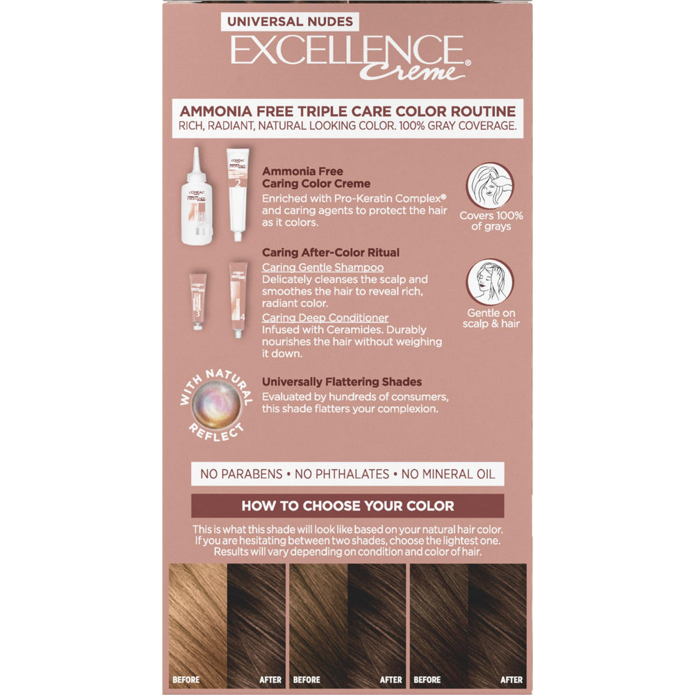 L'Oreal Paris Excellence Universal Nudes natural reflect hues blended for depth and realism