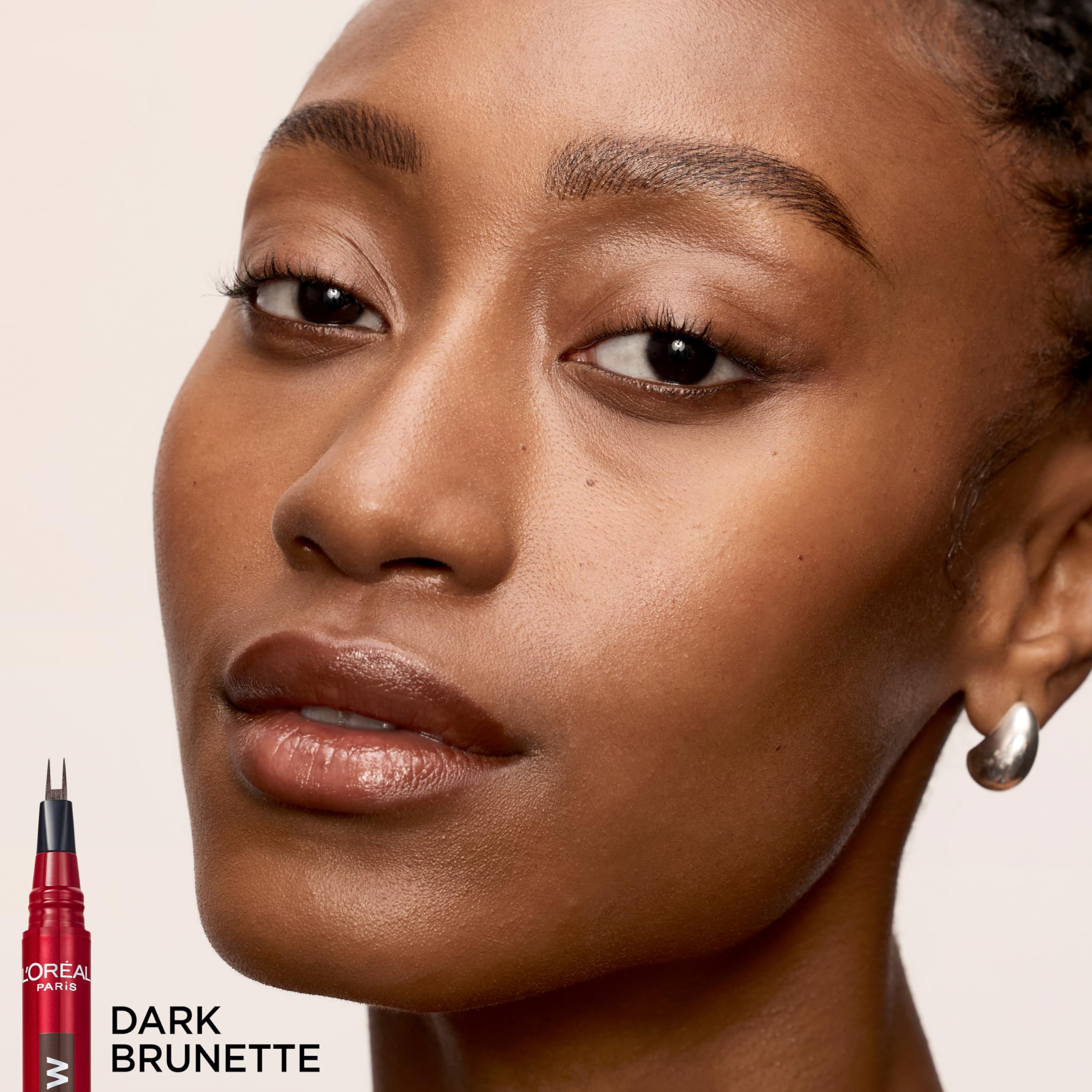 L'Oreal Paris Faux Brow dark-brunette-swatch showcases shade for deep brow color.
